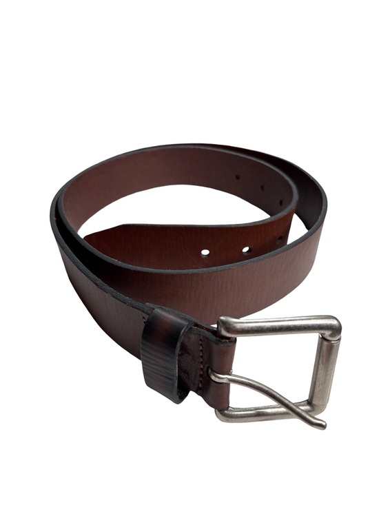 Other - Men's Brown Leather Belt w/ Silver Buckle - Unbranded waist 35-41”